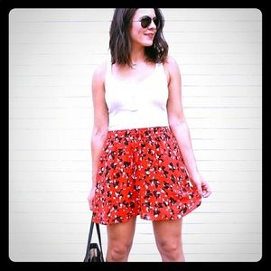 Banana Republic Red Black Floral Mini Skirt